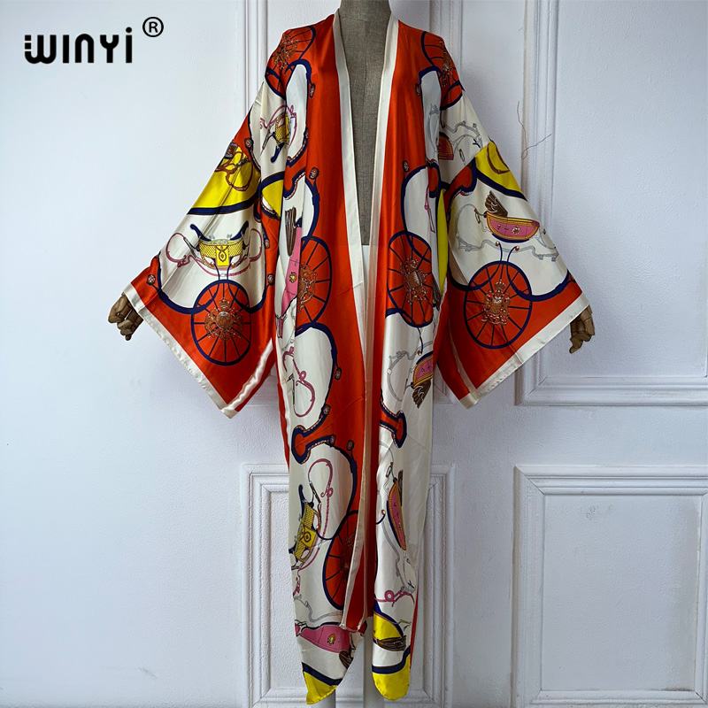 Cover Up Kaftan - WINYI Kimono Estivo con Stampa Boho,