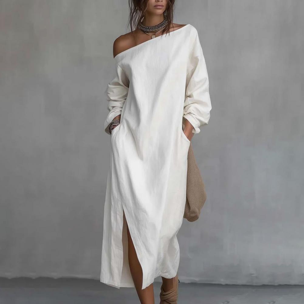 Abito lungo monospalla da donn - Linen Dress Wrap recensione e prezzo